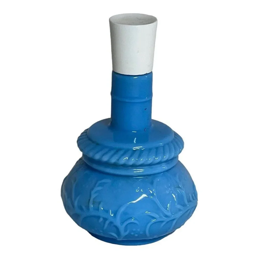 Vintage Avon White And Blue Milk Glass Perfume Cologne Bottle Haunted 5